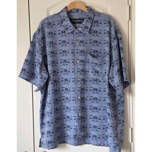 Pelle Pelle Shirt Mens XXL Marc Buchanan Blue Button Up Y2K Streetwear